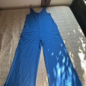 Blue Wide-Leg Jumpsuit - Sleeveless Comfort